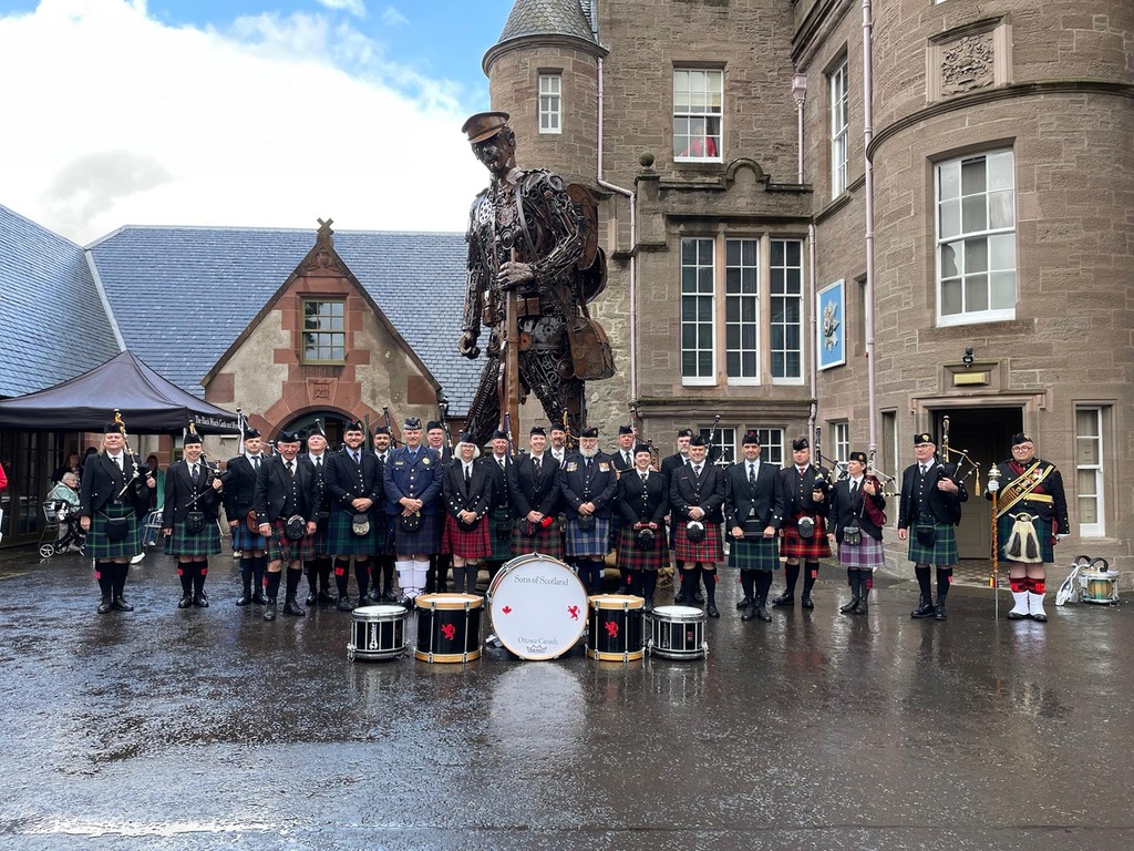 Matty Taylor performing with the Sons of Scotland band at the Black Watch Regimental Museum